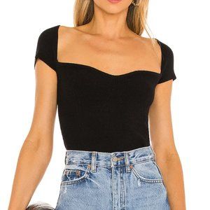 Revolve Superdown Rachelle Knit Top - Black XS - Sweetheart Neckline